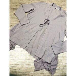 T-55~ LOGO By Lori Goldstein Womens Cardigan Sweater Gray Stretch M nwot